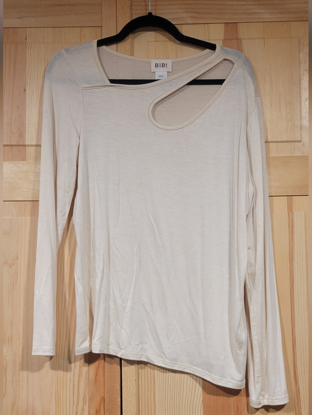 Bibi Cream Long Sleeve Cutout Top NWOT